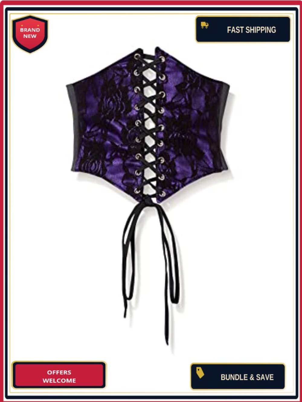 Lace Overlay Corset Belt Cincher Lace-Up Slimming Shapewear Waist Trainer
